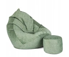 Sėdmaišis su pufu Mega Premium Terra Velour XXL, 100x130 cm, mėtų spalvos