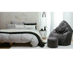 Sėdmaišis su pufu Mega Premium Terra Velour XXL, 100x130 cm, grafito