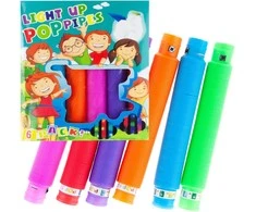 Sensoriniai šviečiantys vamzdeliai "Pop Pipes", 6 vnt.