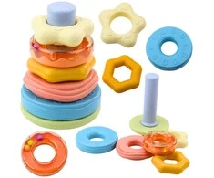 Sensorinis žiedų bokštas kūdikiams, 17 cm
