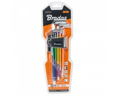 Šešiakampių raktų su rutuline galvute rinkinys Bradas HX 1,5-10 mm, multicolour / extra long, 9 vnt.