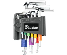 Šešiakampių raktų su rutuline galvute rinkinys Bradas HX 1,5-10 mm, multicolour / short, 9 vnt.