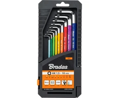 Šešiakampių raktų su rutuline galvute rinkinys Bradas HX 1,5-10 mm, multicolour / long, 9 vnt.