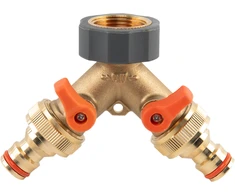 Skirstytuvas Bradas BRASS SOFT 2 kanalų, su 3/4" vid.sr. vožtuvais ir jungtim 3/4" čiaupui