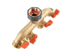 Skirstytuvas Bradas BRASS SOFT 4 kanalų, su 3/4" išor.sr. vožtuvais ir jungtim 3/4" vid.sr. čiaupui