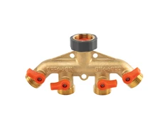 Skirstytuvas Bradas BRASS SOFT 4 kanalų, su 3/4" išor.sr. vožtuvais ir jungtim 3/4" vid.sr. čiaupui