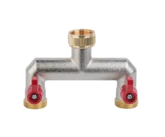 Skirstytuvas vid. sr. 3/4" su 2 vožtuvais išor. sr. 3/4" Bradas BRASS