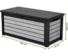Sodo daiktadėžė Keter DECO DEC BOX, 630 l, Storm Pilkas