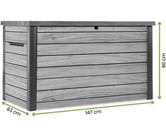 Sodo daiktadėžė Keter DECO DEC BOX, 870 l, Storm Pilkas