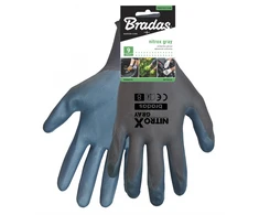 Sodo ir darbo pirštinės Bradas NITROX GRAY, 9 dydis, 6 vnt.