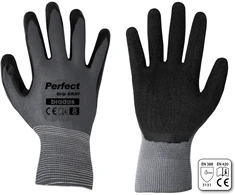 Sodo ir darbo pirštinės Bradas PERFECT GRIP GRAY, 9 dydis, 6 vnt.