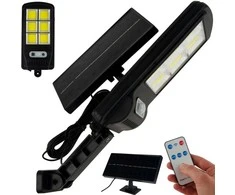 Soliarinis lauko šviestuvas su pultu COB 120 LED su laisvai pastatoma saulės baterija