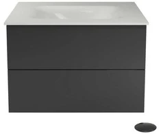 Spintelė Besco Akya Classic 66 cm su praustuvu ir klik-klak, Gun Metal glossy/Baltas glossy+Juodas matt