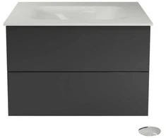 Spintelė Besco Akya Classic 76 cm su praustuvu ir klik-klak, Gun Metal glossy/Baltas glossy+Chrome