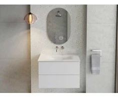 Spintelė Besco Akya Classic 76 cm su praustuvu ir klik-klak, Baltas glossy/Baltas glossy+Baltas