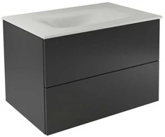 Spintelė Besco Akya Classic 76 cm su praustuvu ir klik-klak, Gun Metal glossy/Baltas matt+Baltas