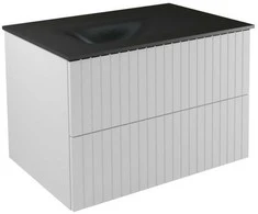 Spintelė Besco Akya Linea 66 cm su praustuvu ir klik-klak, Baltas matt/Gun metal+Juodas matt