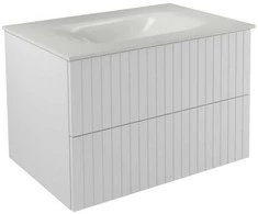 Spintelė Besco Akya Linea 76 cm su praustuvu ir klik-klak, Baltas matt/Baltas glossy+Chrome