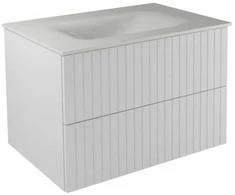 Spintelė Besco Akya Linea 76 cm su praustuvu ir klik-klak, Baltas matt/Baltas matt+Juodas matt