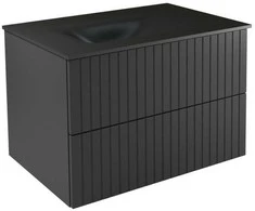 Spintelė Besco Akya Linea 76 cm su praustuvu ir klik-klak, Gun Metal matt/Gun metal+Juodas matt