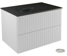 Spintelė Besco Akya Linea 76 cm su praustuvu ir klik-klak, Baltas matt/Gun metal+Chrome