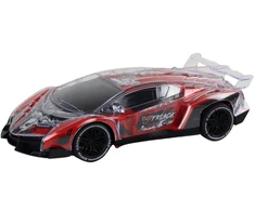Sportinis automobilis su nuotolinio valdymo pultu ir šviesom, raudonas