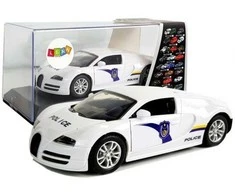 Sportinis policijos automobilis su šviesom ir garsais, baltas