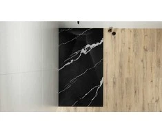 Stačiakampis dušo padėklas Besco Vexo Marble Juodas, 160 x 90 cm
