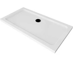 Stačiakampis dušo padėklas Mexen Flat Slim su sifonu, Baltas+Juodas, 130 x 70 cm