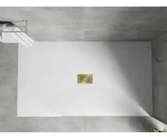 Stačiakampis dušo padėklas Mexen Hugo SMC, 180 x 100 cm, Baltas+Gold