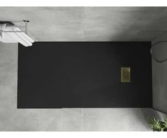 Stačiakampis dušo padėklas Mexen Hugo SMC, 170 x 80 cm, Juodas+Gold