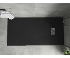 Stačiakampis dušo padėklas Mexen Hugo SMC, 170 x 80 cm, Juodas+Inox