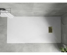 Stačiakampis dušo padėklas Mexen Hugo SMC, 170 x 80 cm, Baltas+Gold