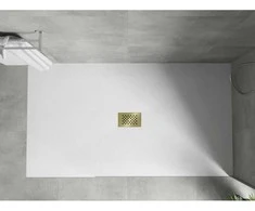 Stačiakampis dušo padėklas Mexen Hugo SMC, 160 x 100 cm, Baltas+Gold
