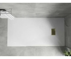 Stačiakampis dušo padėklas Mexen Hugo SMC, 180 x 80 cm, Baltas+Gold