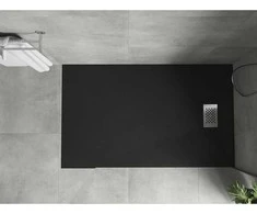 Stačiakampis dušo padėklas Mexen Hugo SMC, 160 x 70 cm, Juodas+Inox