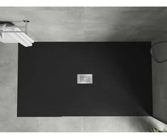 Stačiakampis dušo padėklas Mexen Hugo SMC, 160 x 100 cm, Juodas+Inox