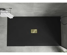 Stačiakampis dušo padėklas Mexen Hugo SMC, 160 x 100 cm, Juodas+Gold