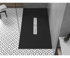 Stačiakampis dušo padėklas Mexen Toro SMC, 180 x 70 cm, Juodas+Inox