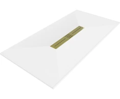 Stačiakampis dušo padėklas Mexen Toro SMC su sifonu, 180 x 70 cm, Baltas+Gold