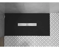 Stačiakampis dušo padėklas Mexen Toro SMC, 150 x 90 cm, Juodas+Inox