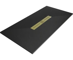 Stačiakampis dušo padėklas Mexen Toro SMC su sifonu, 150 x 80 cm, Juodas+Gold