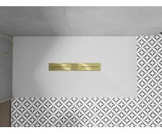 Stačiakampis dušo padėklas Mexen Toro SMC su sifonu, 200 x 90 cm, Baltas+Gold