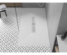 Stačiakampis dušo padėklas Mexen Toro SMC, 180 x 70 cm, Baltas+Inox