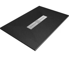Stačiakampis dušo padėklas Mexen Toro SMC, 100 x 70 cm, Juodas+Inox