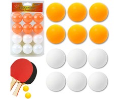 Stalo teniso kamuoliukų rinkinys Ping Pong, 12 vnt., balti/oranžiniai