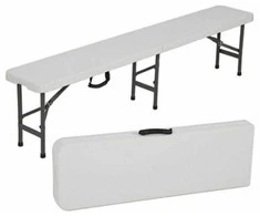 Sulankstomas lauko suolas Party, 182x30x42 cm, baltas