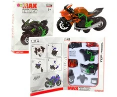 Surenkamas motociklo modelis DIY 1:14, oranžinis/žalias