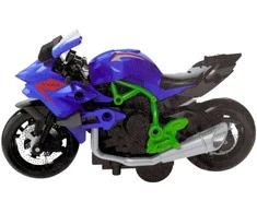 Surenkamas motociklo modelis DIY 1:14, žalias/mėlynas