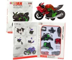 Surenkamas motociklo modelis DIY 1:14, žalias/raudonas